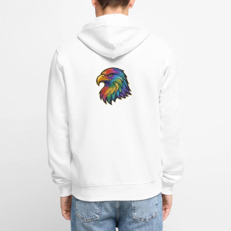 Rainbow Eagle Head Patch Unisex Premium Organic Zip Hoodie