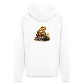 Orange-red frog or toad on stone - Unisex Premium Organic Zip Hoodie - white - Back - Thijin (182cm)