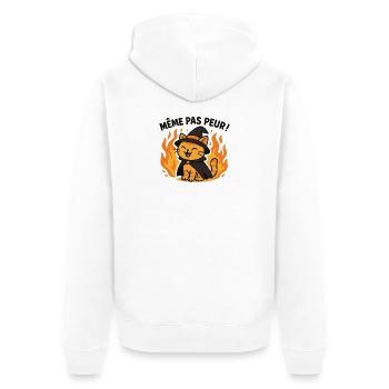 Hexe Katze Flamme Halloween - Unisex Premium Bio Zip Hoodie - Weiß - Hinten - Thijin (182cm)