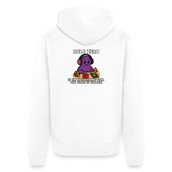 Règle zéro : si ce n’est pas amusant, réparez-le - Veste à capuche bio Premium Unisexe - blanc - Dos - Thijin (182cm)