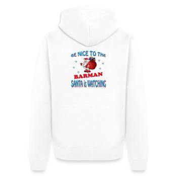 SANTA BARMAN - Unisex Premium Bio Zip Hoodie - Weiß - Hinten - Thijin (182cm)
