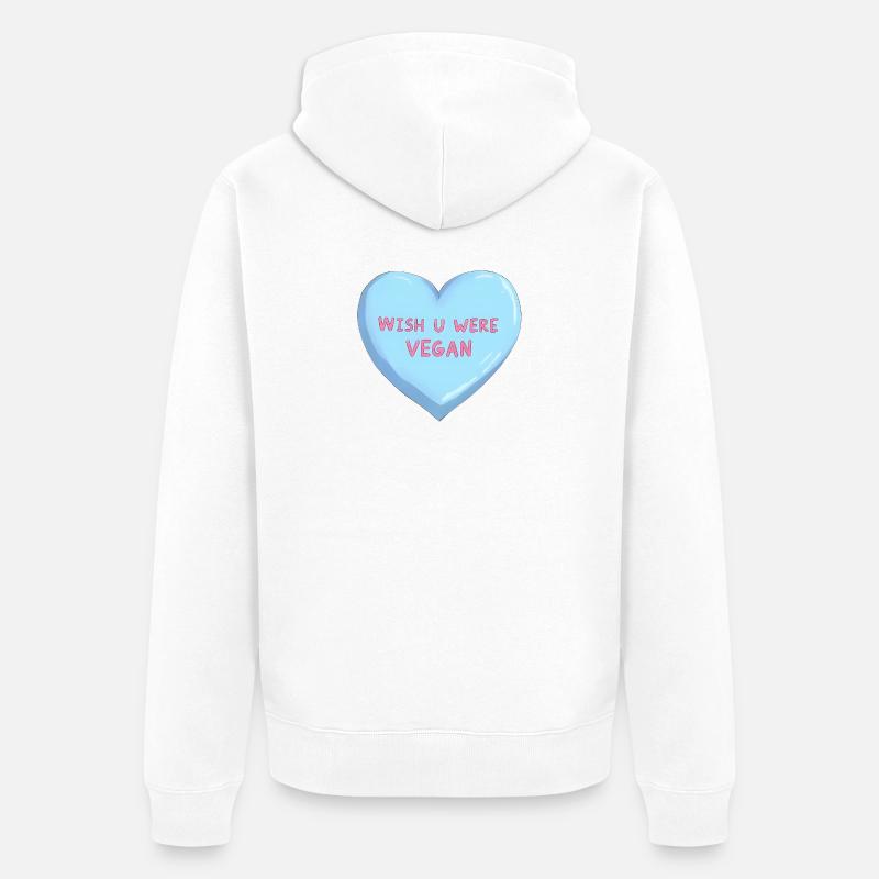 Blue Anime Heart – j’aimerais que vous soyez végétalien - Veste à capuche bio Premium Unisexe - blanc