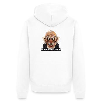 Angry Old Man Caricature - Unisex Premium Organic Zip Hoodie - white - Back - Thijin (182cm)