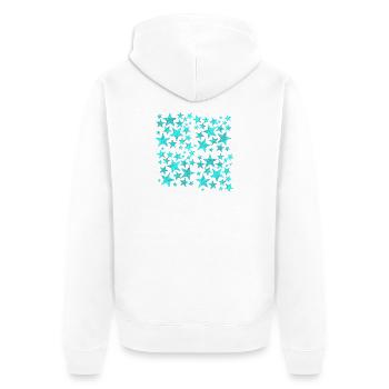 Turquoise Star Pattern - Unisex Premium Organic Zip Hoodie - white - Back - Thijin (182cm)