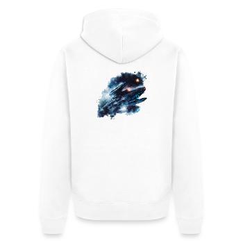 Nebelstern Raumjäger, SciFi-Ufo - Unisex Premium Bio Zip Hoodie - Weiß - Hinten - Thijin (182cm)