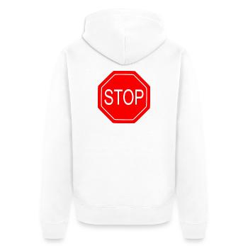 Stop Sign Bold Graphic Print - Unisex Premium Organic Zip Hoodie - white - Back - Thijin (182cm)