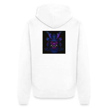 Neon Samurai Mask - Unisex Premium Organic Zip Hoodie - white - Back - Thijin (182cm)