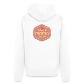 Zweifach Mama 2026 - Baby Verkünden - Unisex Premium Bio Zip Hoodie - Weiß - Hinten - Thijin (182cm)