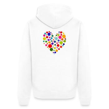 Motif de cœur de cercle coloré - Veste à capuche bio Premium Unisexe - blanc - Dos - Thijin (182cm)