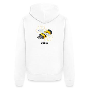 USBEE - Niedliches USB-Bienen-Wortspiel - Unisex Premium Bio Zip Hoodie - Weiß - Hinten - Thijin (182cm)