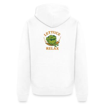 Kopfsalat Relax im Hamaka - Unisex Premium Bio Zip Hoodie - Weiß - Hinten - Thijin (182cm)