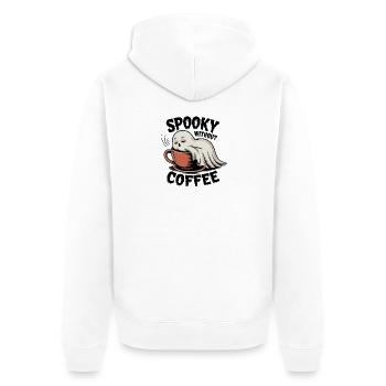 Gruseliger Geist Kein Kaffee - Unisex Premium Bio Zip Hoodie - Weiß - Hinten - Thijin (182cm)