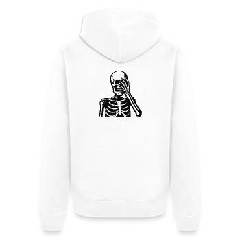 Skelett-Hand Augenblick | Oh Mann - Unisex Premium Bio Zip Hoodie - Weiß - Hinten - Thijin (182cm)