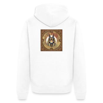 Steampunk Pharao Fuchs - Unisex Premium Bio Zip Hoodie - Weiß - Hinten - Thijin (182cm)
