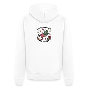 Weihnachtsstorch mit Baum und Weihnachtsgeschenken - Unisex Premium Bio Zip Hoodie - Weiß - Hinten - Thijin (182cm)