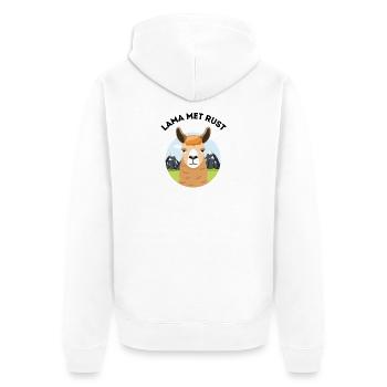 Lustiger Lama-Cartoon – Lama allein - Unisex Premium Bio Zip Hoodie - Weiß - Hinten - Thijin (182cm)