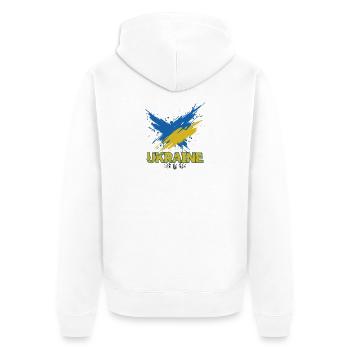 Ukraine Flag Splash Art - Unisex Premium Organic Zip Hoodie - white - Back - Thijin (182cm)