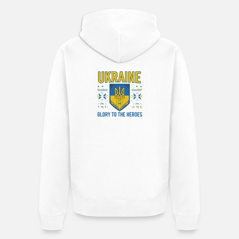 T-shirt Ukraine Crest Glory - Veste à capuche bio Premium Unisexe - blanc