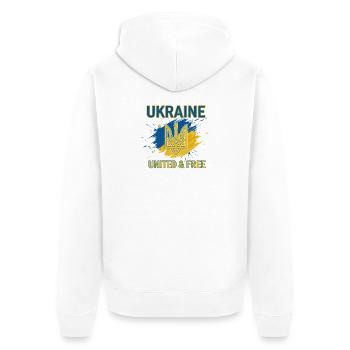 Ukraine Einheit und Freiheit - Unisex Premium Bio Zip Hoodie - Weiß - Hinten - Thijin (182cm)