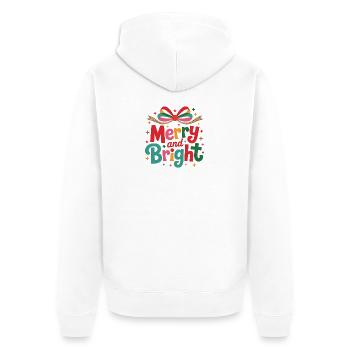 Merry and Bright Festive Bow - Unisex Premium Organic Zip Hoodie - white - Back - Thijin (182cm)