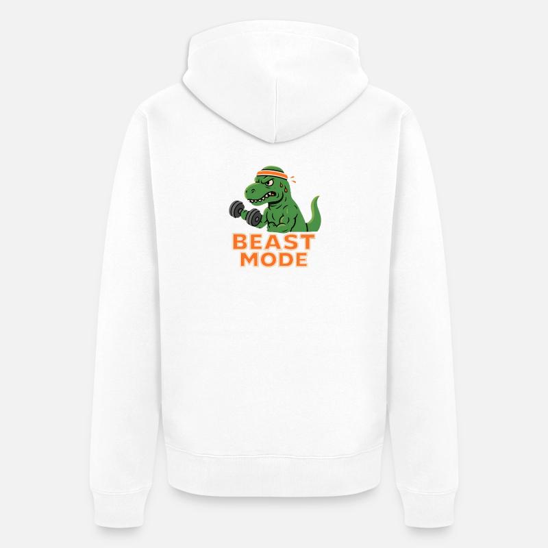 Mode de musculation Dino - Veste à capuche bio Premium Unisexe - blanc