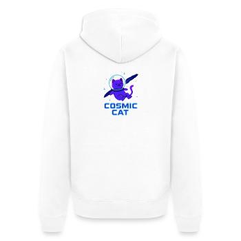 Kosmische Katze Neon - Unisex Premium Bio Zip Hoodie - Weiß - Hinten - Thijin (182cm)