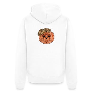 Floral Sugar Skull Pumpkin Face - Unisex Premium Organic Zip Hoodie - white - Back - Thijin (182cm)
