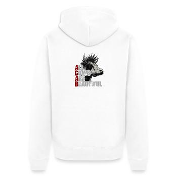 Punk Rock Cow - Unisex Premium Organic Zip Hoodie - white - Back - Thijin (182cm)