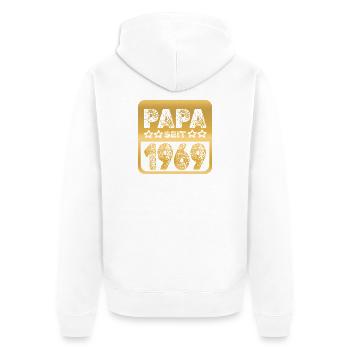 Papa 1969 - Unisex Premium Bio Zip Hoodie - Weiß - Hinten - Thijin (182cm)