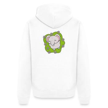 Süßer Elefant mit Blumen - Unisex Premium Bio Zip Hoodie - Weiß - Hinten - Thijin (182cm)
