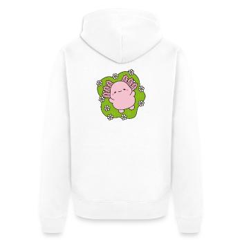Rose Mascot Dancing Among Daisies - Unisex Premium Organic Zip Hoodie - white - Back - Thijin (182cm)