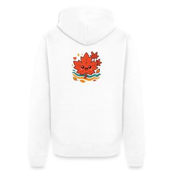 Cuddly Autumn Leaf Smile - Unisex Premium Organic Zip Hoodie - white - Back - Thijin (182cm)