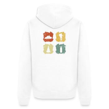 Hiking Essentials Minimalist Nature Icons - Unisex Premium Organic Zip Hoodie - white - Back - Thijin (182cm)