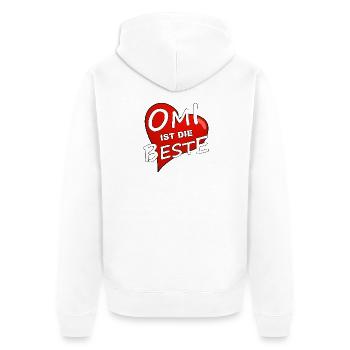 OMI IST DIE BESTE - Unisex Premium Bio Zip Hoodie - Weiß - Hinten - Thijin (182cm)