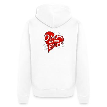 OMA IST DIE BESTE - Unisex Premium Bio Zip Hoodie - Weiß - Hinten - Thijin (182cm)