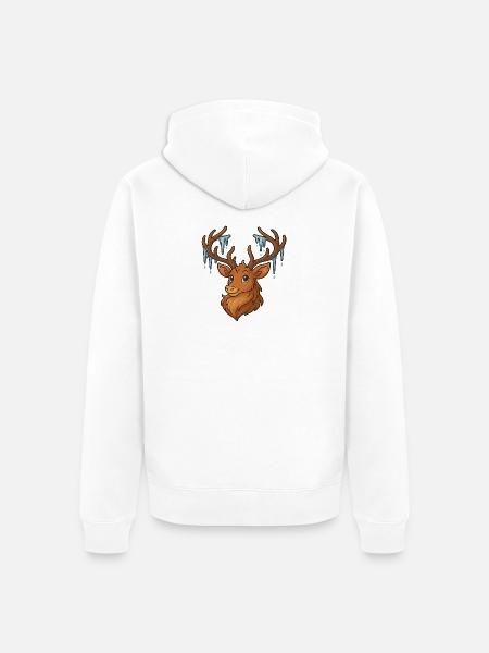 Winter deer with icicles - Unisex Premium Organic Zip Hoodie - white