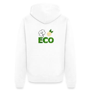 Eco Leaf Letters with Lemon Slice - Unisex Premium Organic Zip Hoodie - white - Back - Thijin (182cm)