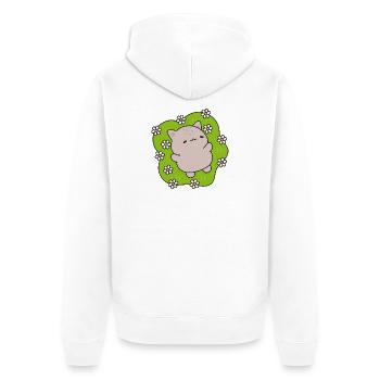 Cute cat dancing among flowers - Unisex Premium Organic Zip Hoodie - white - Back - Thijin (182cm)
