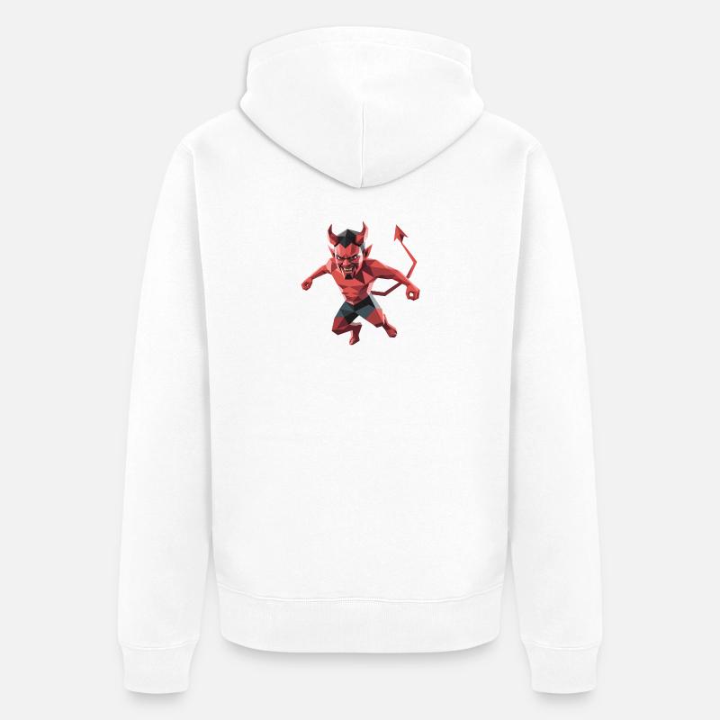 Devil - Cool Low Poly Logo - Veste à capuche bio Premium Unisexe - blanc
