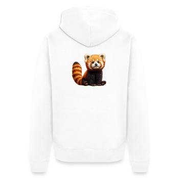 Adorable Red Panda Plush - Unisex Premium Organic Zip Hoodie - white - Back - Thijin (182cm)