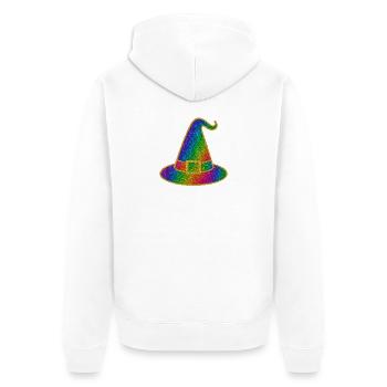 Halloween-Regenbogen Glitzer Hexenhut - Unisex Premium Bio Zip Hoodie - Weiß - Hinten - Thijin (182cm)