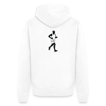 Runner - Cool Silhouette Logo - Unisex Premium Organic Zip Hoodie - white - Back - Thijin (182cm)