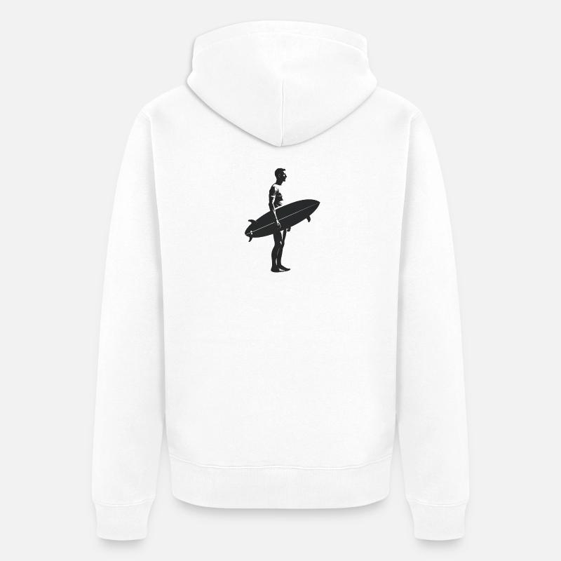 Surfeur - Logo Cool Silhouette - Veste à capuche bio Premium Unisexe - blanc