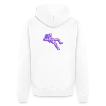Vaporwave-Astronaut im Lila-Pink - Unisex Premium Bio Zip Hoodie - Weiß - Hinten - Thijin (182cm)