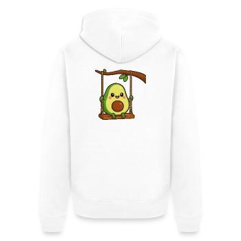 Doux Avocat Dessin animé Légume Fun Vegan Santé - Veste à capuche bio Premium Unisexe - blanc - Dos - Thijin (182cm)