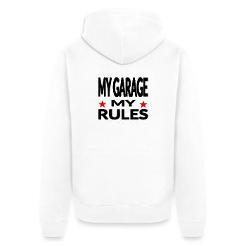 Garage - Unisex Premium Bio Zip Hoodie - Weiß - Hinten - Thijin (182cm)