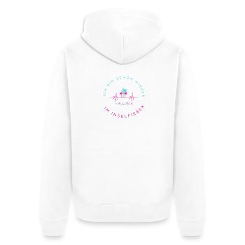 Ich bin schon wieder im Inselfieber Mallorca - Unisex Premium Bio Zip Hoodie - Weiß - Hinten - Thijin (182cm)