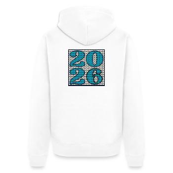 WINTER JAHR 2026 - Unisex Premium Bio Zip Hoodie - Weiß - Hinten - Thijin (182cm)