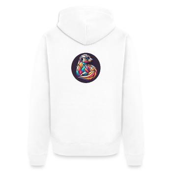 Geometrisches buntes Erdmännchen - Unisex Premium Bio Zip Hoodie - Weiß - Hinten - Thijin (182cm)