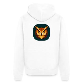 Geometric Owl Head Polygon Art - Unisex Premium Organic Zip Hoodie - white - Back - Thijin (182cm)